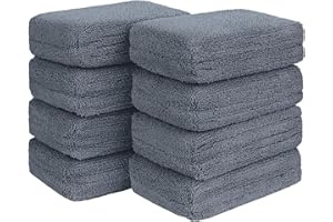 HOMEXCEL Microfiber Applicator Pads, Scratch-Free Car Wash Sponge for Cleaning, Premium Wax Foam Applicator Pads for Car Detailing, 5”x3”, 8 Pack, Grey