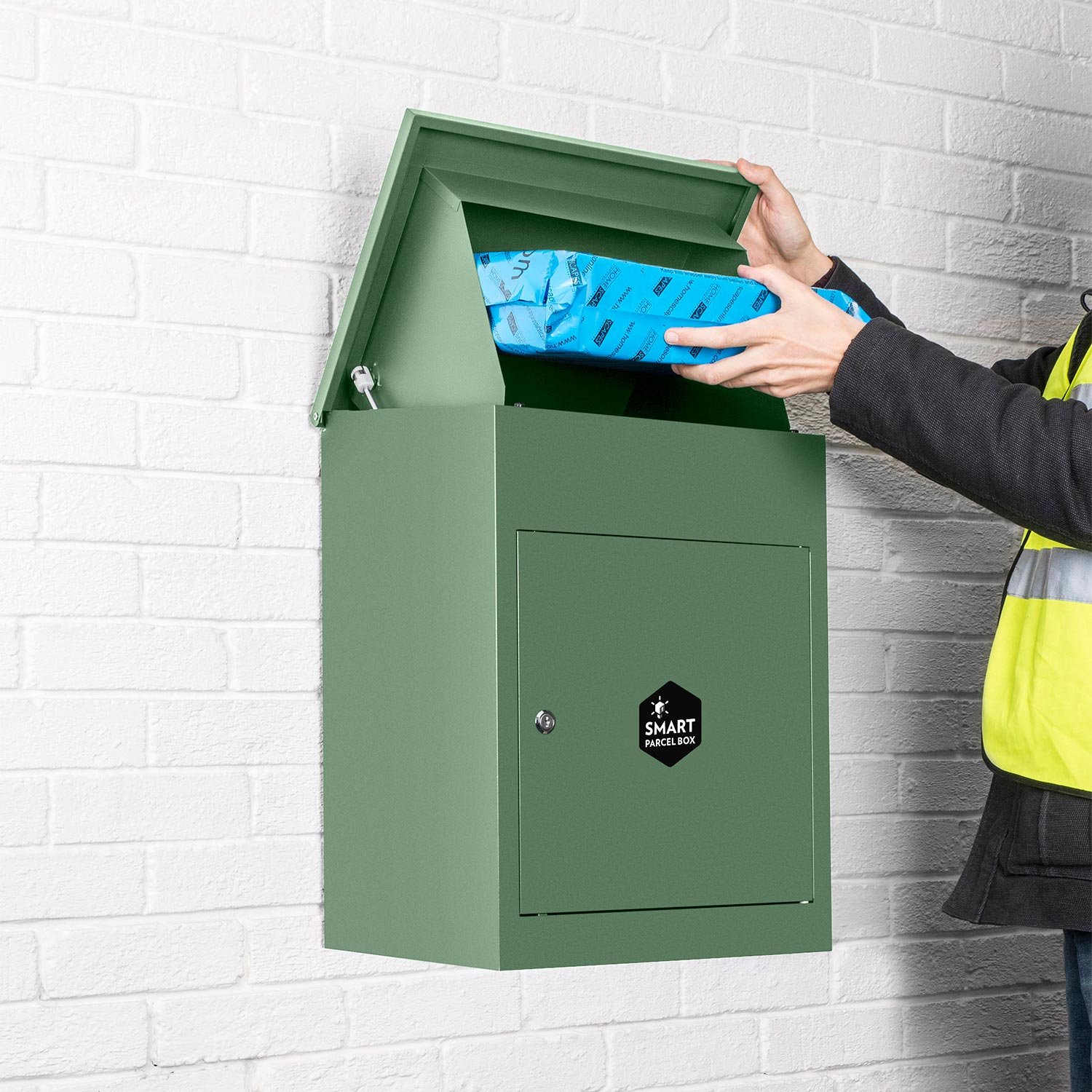Wall Mounted Smart Parcel Drop Box Green for Secure Multiple