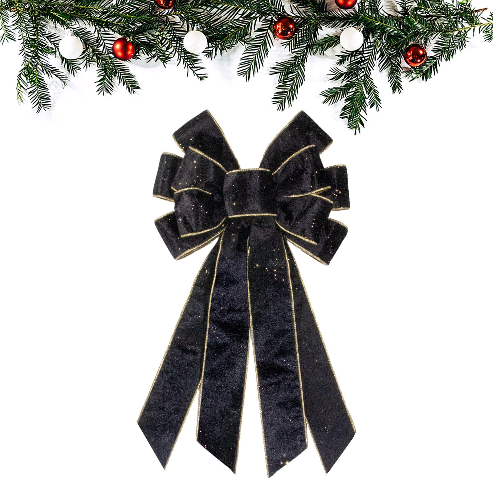 Photo 1 of *MINOR DAMAGE - USED*
ABTOLS Christmas Large Velvet Bow for Wreath, Vintage Black Velvet Wreath Bows for Front Door, Glitter Decorative Wreath Bow Christmas Bows for Indoor Outdoor Xmas Decorations