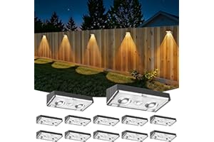 NIORSUN Solar Fence Lights,12 Pack Deck Light,Led Lights Warm White Outdoor Wall Lights,IP45 Solar Powered Light Waterproof for Backyard/Pool/Railing/Patio/Porch/Step/Outside/Garden (Black)