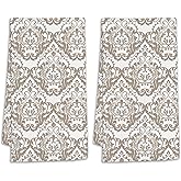 CIAIDU Vintage Damask Hand Towels for Bathroom,Vintage Floral Hand Bath Towels Soft Absorbent Dish Towels for Kitchen Bathroom Gym Beach Decorative Towels,Set of 2