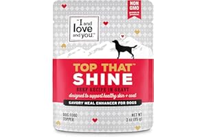 "I and love and you" Top That Shine Wet Dog Food Pouch, Beef Recipe In Gravy, 3 oz (Pack of 12)