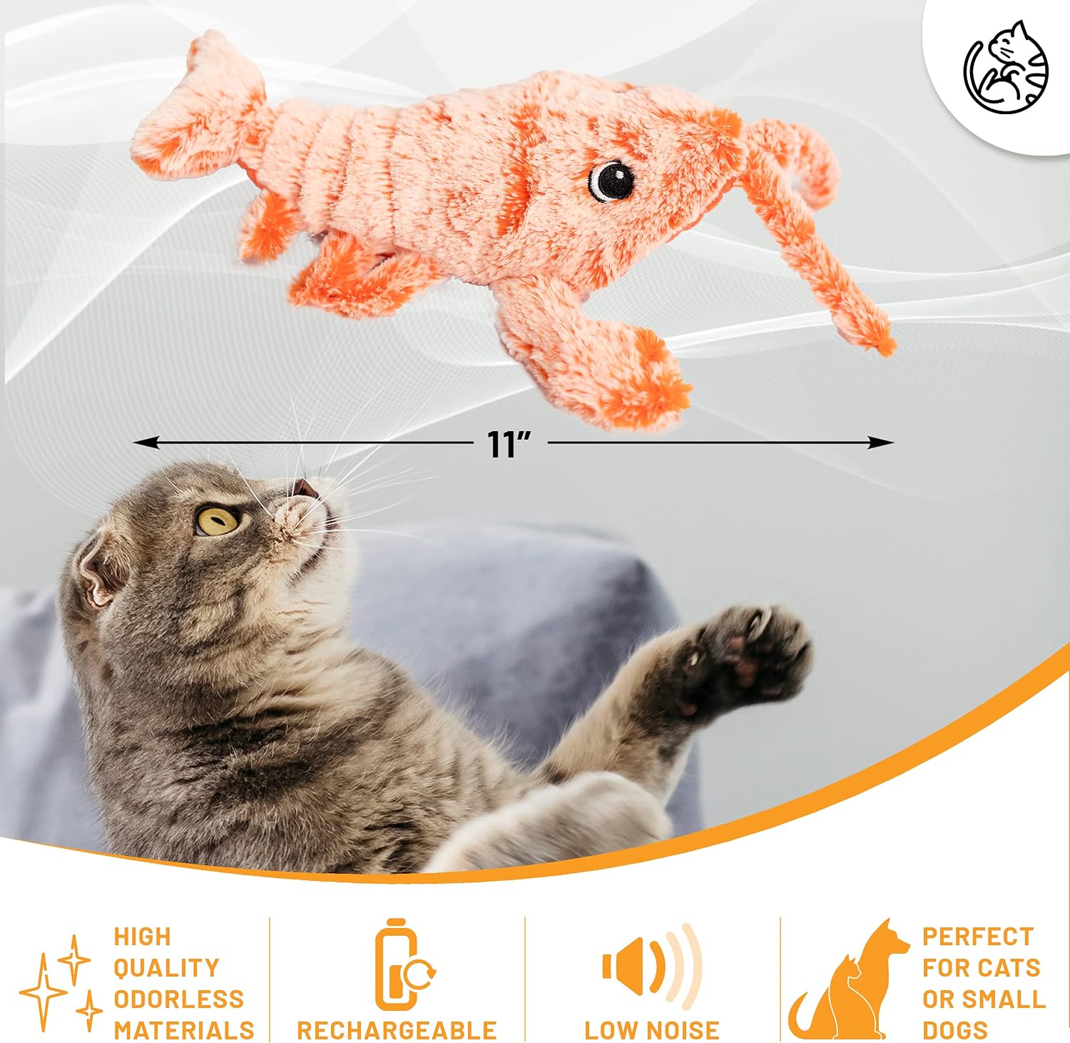 Toys Cats kudosprs.com USB-Chargeable Washable Low-Noise Floppy 