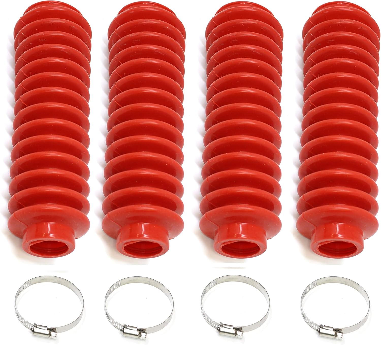 4 PACK Aftermarket Red Shock Absorber Boot Cover, JSP