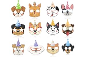 Dog Birthday Party Decoration Supplies, 12pcs Dog Party Masks Puppy Birthday Party Face Mask for Dog Party Favors Bag Fillers