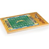 PICNIC TIME NFL Football Field Icon Glass Top Cutting Board &amp; Knife Set, (Parawood &amp; Bamboo)