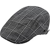 ZLYC Men Cotton Flat Cap Summer Scally Ivy Gatsby Newsboy Beret Driver Cabbie Hunting Hat