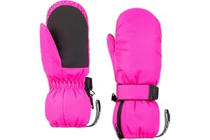 HIGHCAMP Kids Long Cuff Winter Snow Ski Mitten with Zipper Waterproof Gloves for Toddler Boys Girls