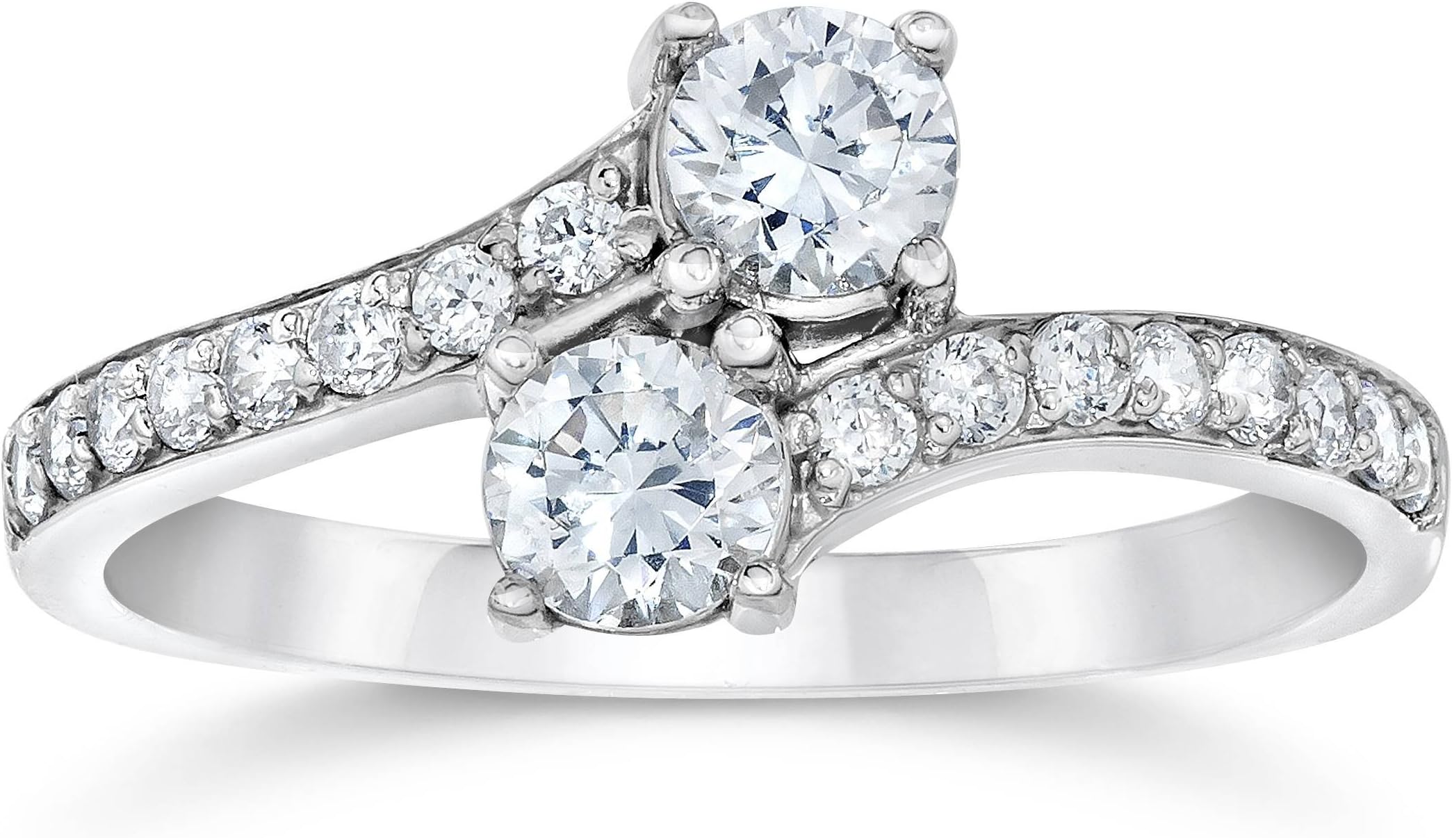 Forever Us Two Stone Round Diamond 1 Ct Solitaire Ring 14k White Gold