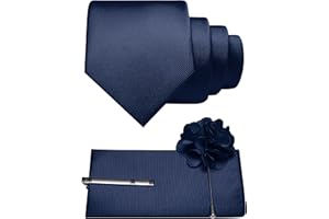 JEMYGINS Formal Necktie Solid Color Tie and Pocket Square with Tie Clip Lapel Pin Sets for Men 4PCS