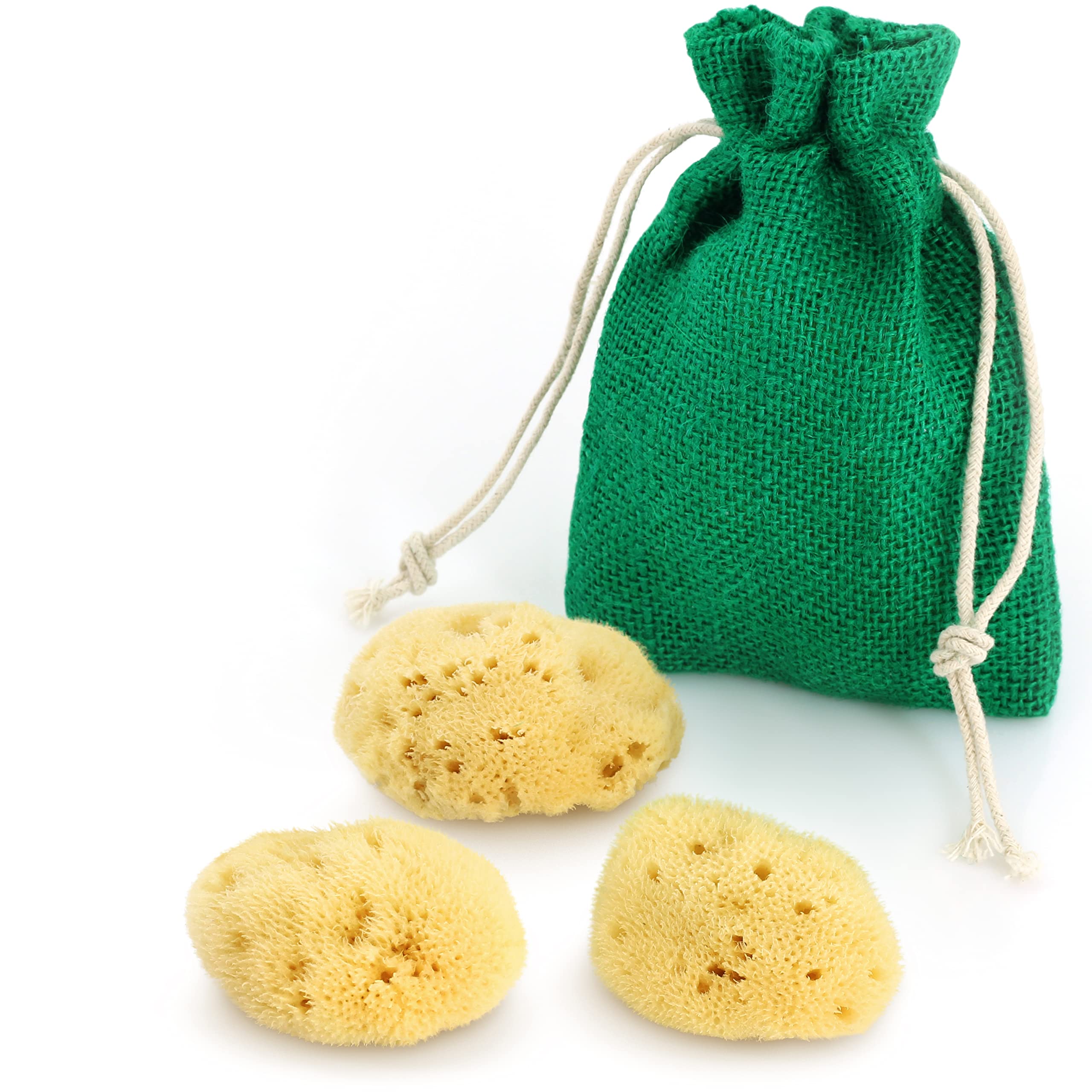 tom&pat® Natural Cosmetic Sponge • Makeup Sponge & Makeup Remover 2-in-1 • Dermatest Excellent • Plastic-free and Reusable • Mediterranean Quality Greece (3 x 4-6 cm)