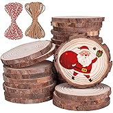 Wood Ornaments, Mathtoxyz Wood Slices 2.4-2.8 Inches 30 Pcs Rustic Unfinished Wood Log Discs Predrilled Wooden Circles for DIY Arts Crafts Halloween Christmas Ornaments Wedding