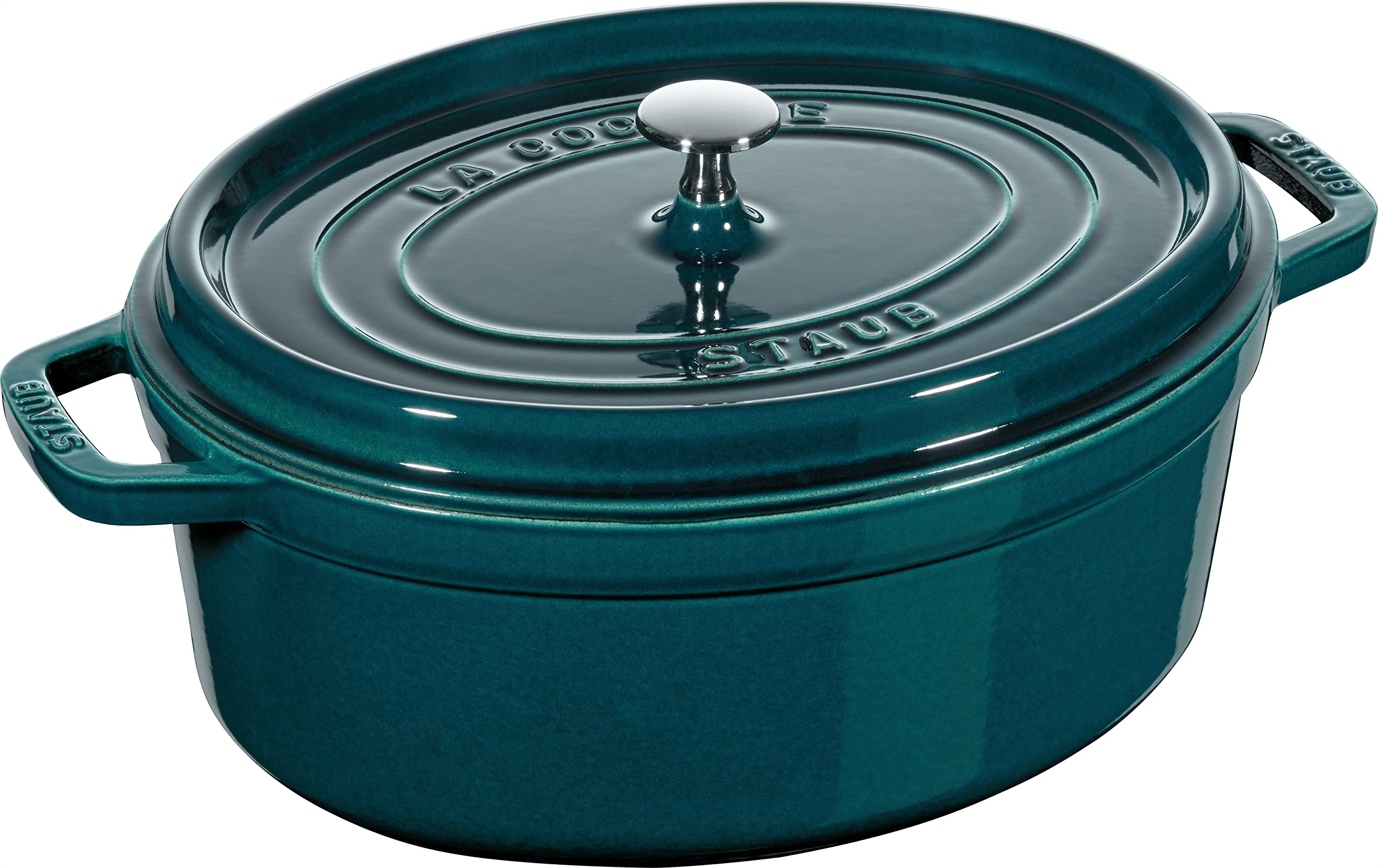 STAUB Cocotte, Gusseisen Bräter, Alle Herdarten inkl Induktion, Oval 31 cm, 5,5 L, Petrol-Blau