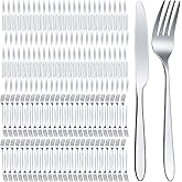 Nuenen 200 Pcs Forks and Knives Stainless Steel Silverware Set Include 100 Dinner Forks and 100 Knives Flatware tableware Cutlery Set for Home Restaurant, Mirror Polished, Dishwasher Safe