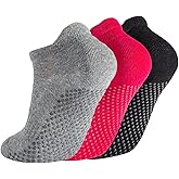Breslatte Grip Socks Pilates Socks with Grips for Women with Cushion Cotton Non Slip Grippers Womens Gifts