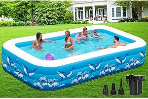 Large Inflatable Swimming Pool for Adults Kids, ZEUSFIRE 130"x72"x22" Blow Up Inflatable Kiddie Pools with Pump, Full Size Family Inflatable Pool for Backyard Summer Water Party,Outdoor Garden