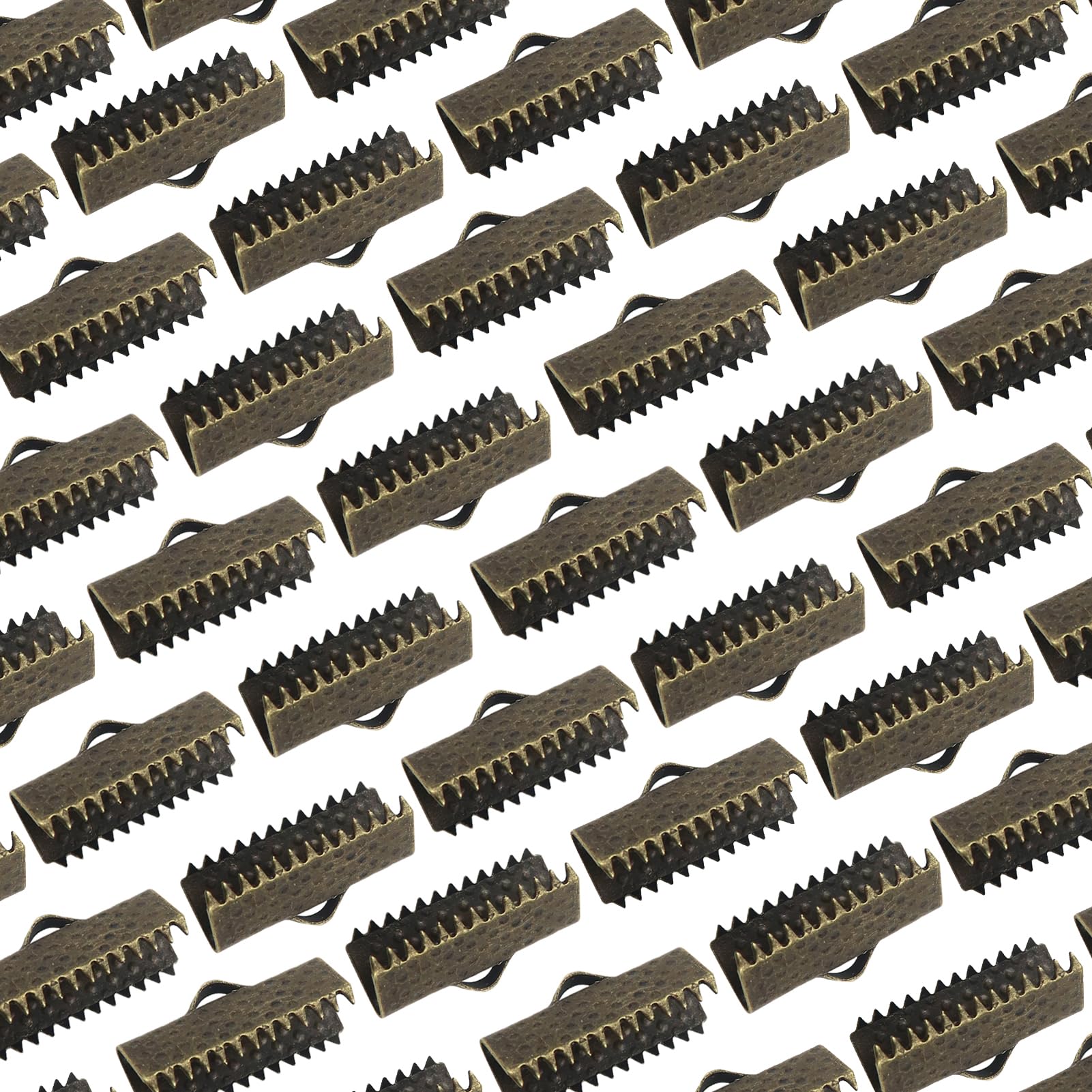 TOAOB 100pcs Antique Bronze 16 mm Ribbon Ends Fasteners Bracelet Clasp Metal Claw End Caps for Jewellery Making Beginners