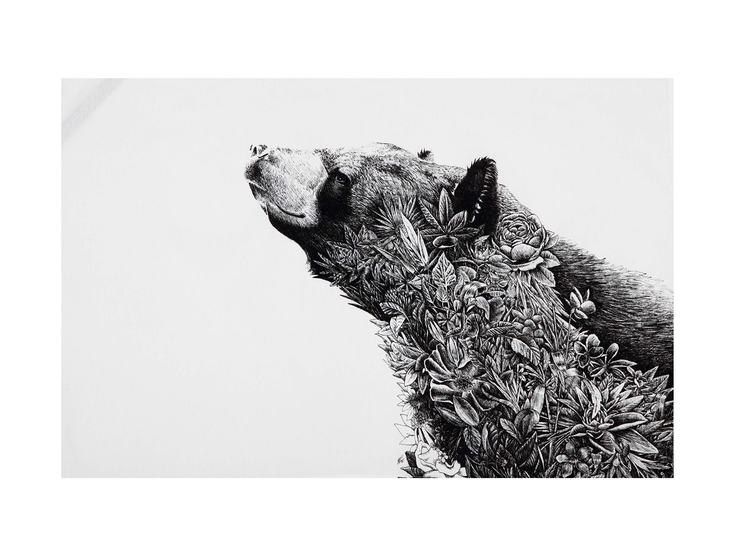 Maxwell & Williams Marini Ferlazzo Tea Towel with Asiatic Black Bear Design, 1% Indian Cotton, White, 5 x 7 cm