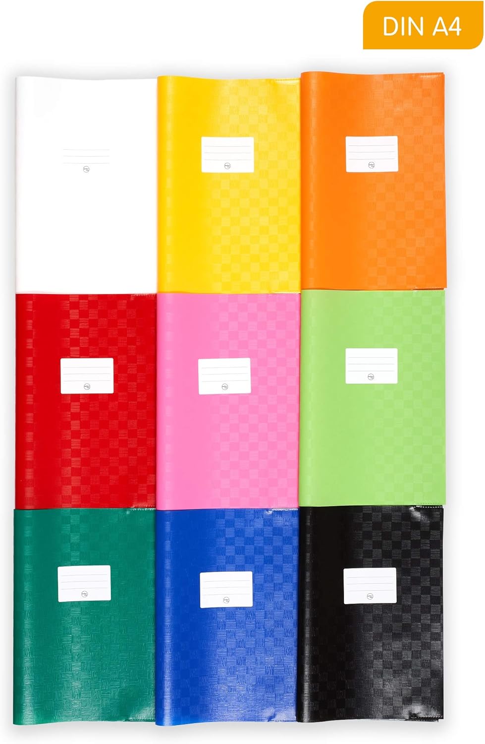 Perfect Line • Pack of 25 Exercise Book, 8.34 x 11.69 Inch, Recyclable Plastic Cover, 9, Book Cover Protector DIN A4