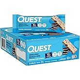 Quest Nutrition Cookies &amp; Cream Protein Bars, 21g Protein, 12 Count | 13g Fiber, 4g Net Carbs, 1g Sugar, Gluten Free, High Quality Protein, Soft and Chewy, Individually Wrapped 2.12oz Bars