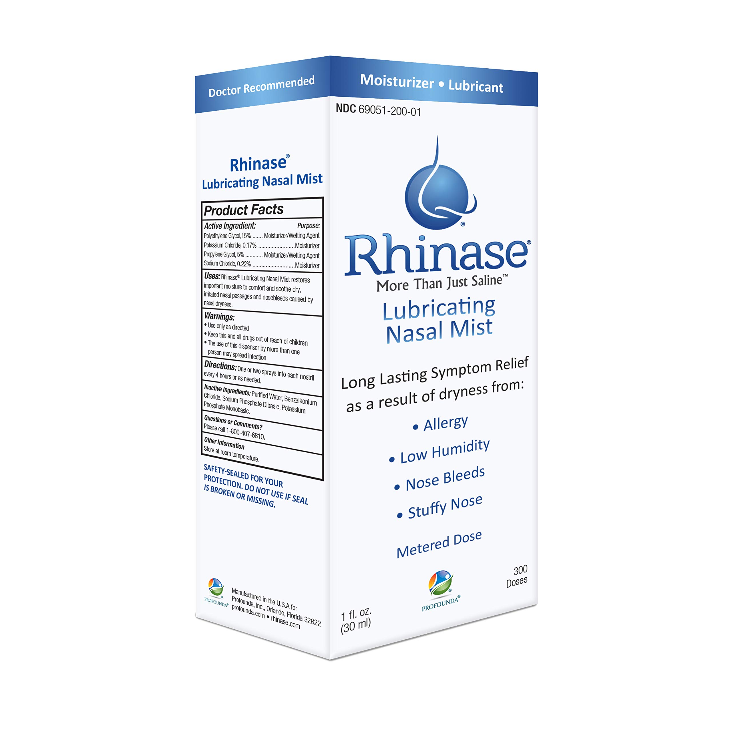 Rhinase Allergy Relief Saline Nasal Spray Steroid Free, Dual Wetting