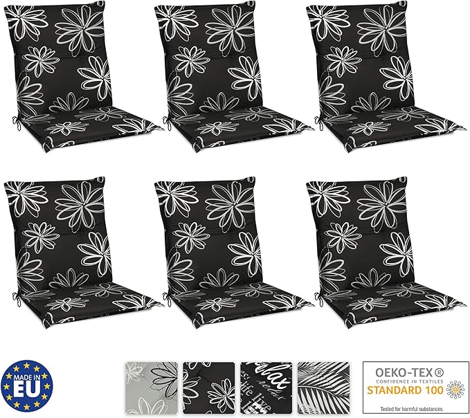Beautissu Set de 6 Cojines para sillas de Exterior y jardín con