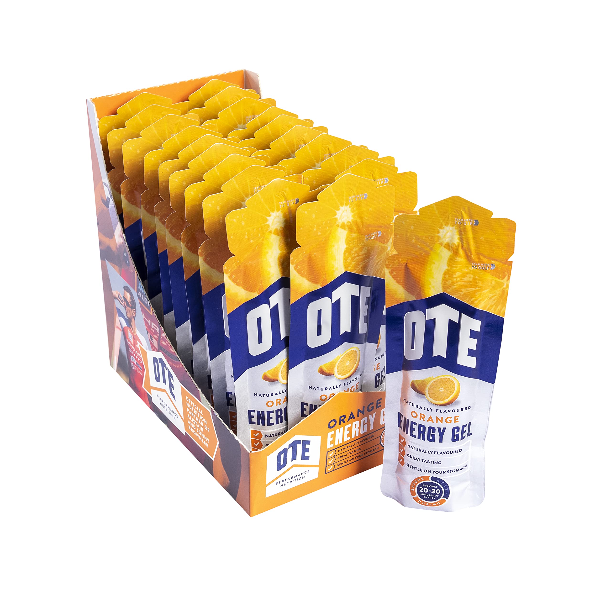 OTE Sports Energy Gels - Cycling Gels with 20g of Carbohydrates - Energy Gels for Running - 56g x 20 (Orange)