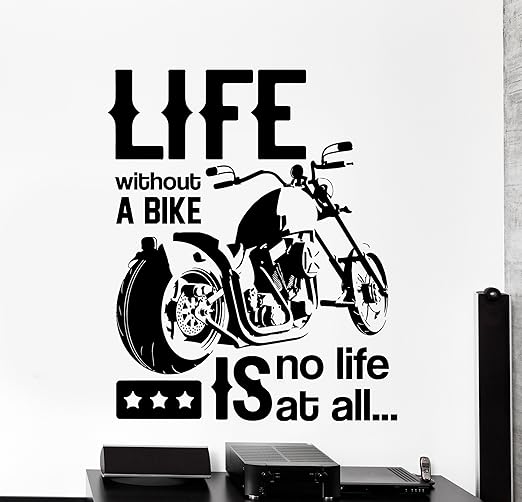 Amazon Com Large Wall Vinyl Decal Biker Quotes Life Without Bike Is No Life Home Decor Z4182 White Home Kitchen