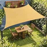 Lagemiex Sun Shade Sail, 8' x 10' Rectangle, 95% UV Block, Sand | Multi-Layer Corner Webbing, 5 Rows of Stitching and Breathable Fabric