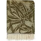 Cozy Blankets | Wool Blanket/Throw | 100% New Zealand Wool | Perfect for Home and Outdoors | Virgin Wool Blanket with Fringes 55"x79" (140 x 200 cm) (Olive Leaves)
