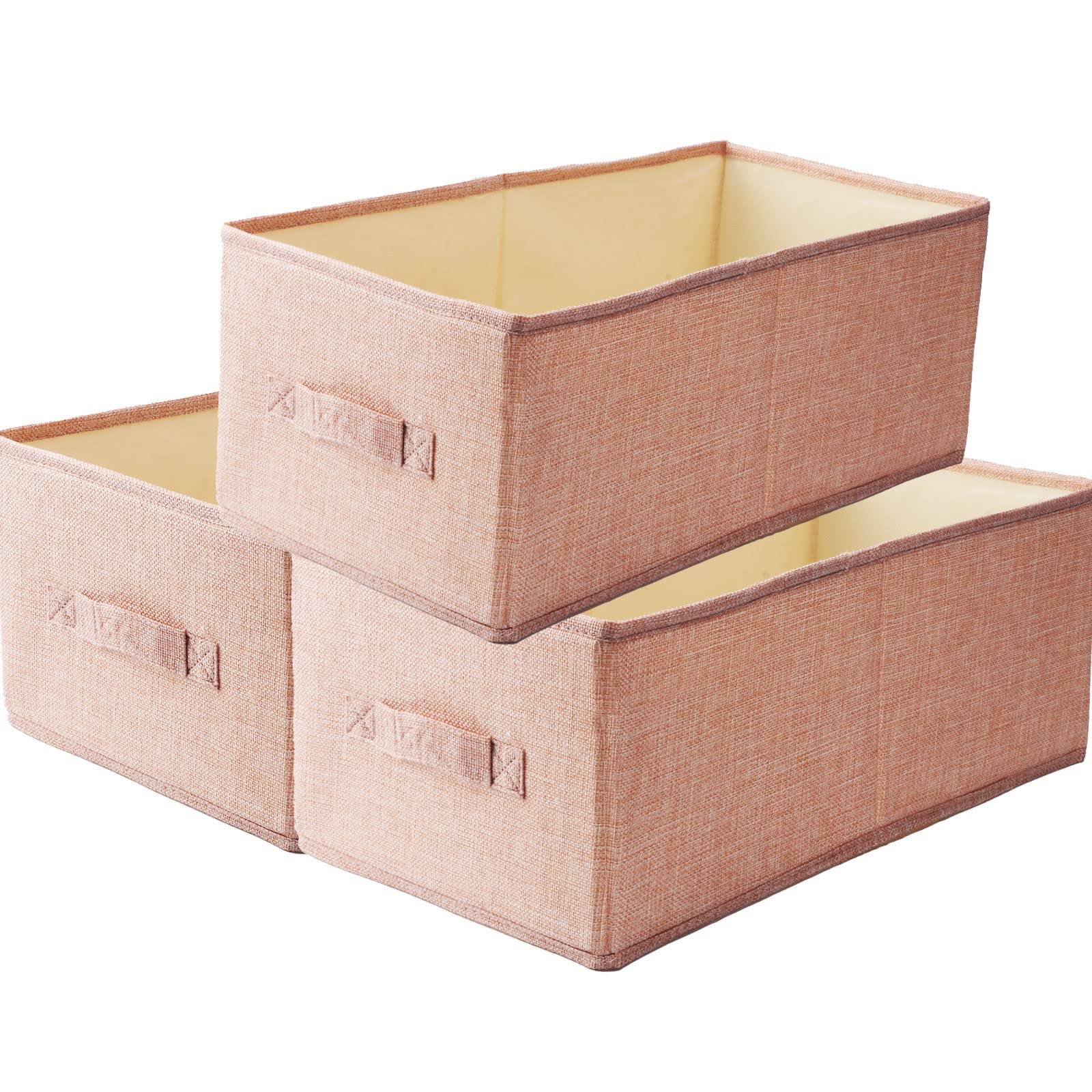 Homo Trends 3 PCS Fabric Storage Boxes Drawer Organisers Wardrobe Organizer Foldable Dividers Box Bins Handles Clothes Closet Shelves Organiser Socks Underwear Ties Scarve Toys Handkerchiefs, Pink