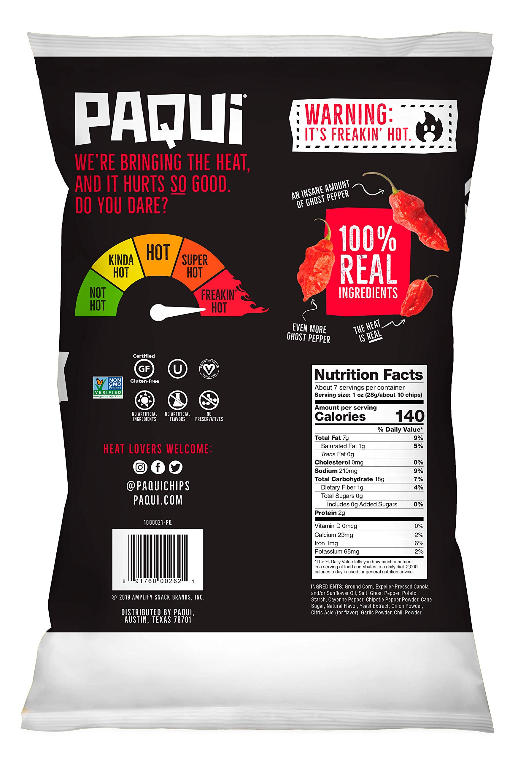 Paqui Spicy Hot Tortilla Chips, Gluten Free Snacks, Haunted Ghost