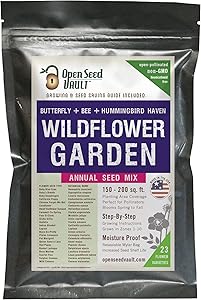 Wildflower Seeds Bulk Annual Seed Mix Plus Full Growing Guide by Open Seed Vault