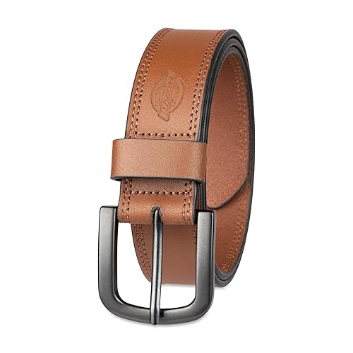 Dickies Men's Leather Belt – Durable Casual Style, Regular & Big and Tall Sizes, Tan, 52