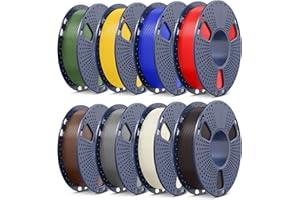 SUNLU PLA Filament 1.75mm Bundle, 3D Printer Filament Bundle 250g, 8 Rolls, 2kg Total, Roasted Chestnut Black+Bone White+Grey+Coffee Brown+Red+Klein Blue+Vivid Yellow+Olive Green