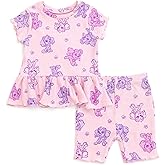 Paw Patrol Ribbed Peplum T-Shirt and Shorts Outfit Set Newborn to Little Kid Sizes (0-3 Months - 7-8)