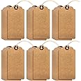 Outus 4 3/4-in x 2 3/8-in Large Tags with String Manila Luggage Paper Gift Tags Inventory Cardboard Price Label for Gift DIY Crafts Holiday Party Favors(Solid Style,Brown)