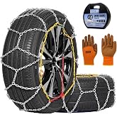 2PCS Snow Chains for SUV/Truck/Car in Snow, Sand, Mud and Ice, Universal Adjustable Emergency Portable Snow Tire Chains(KN120)