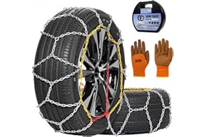 URLINE 2PCS Snow Chains for SUV/Truck/Car in Snow, Sand, Mud and Ice, Universal Adjustable Emergency Portable Snow Tire Chains(KN100）