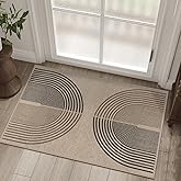 Rugalia Easy Jute Rainbow Entryway Rug, 2x3 Washable Non-Slip Indoor Outdoor Doormat, Neutral Boho Farmhouse Small Kitchen Rug Modern Abstract Throw Rugs for Entrance Bedroom Bathroom