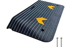 F COME Rubber Threshold Ramp for Doorways Heavy Duty 8.8cm 3.5" Rise Wheelchair Ramp, 1 Pack Recycled Rubber Power Curb Ramp for Door Threshold Wheelchair Scooter Ramp Curb Ramp(RTR88)