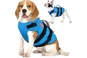 Doglay Dog Life Jacket Neoprene, High Buoyancy Dog Harness Life Vest for Swimming and Boating, Adjustable Swim Vest with Rescue Handle for Small Medium Large Dogs