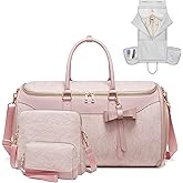 Garment Bags for Travel,45L Carry on Convertible Garment Duffle bag for Men Women - 3 in 1 Hanging Suit Travel Bag with Shoulder Strap (Pink-A)