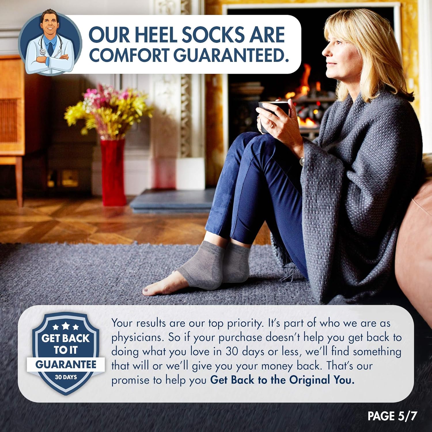 Dr. Frederick's Original Moisturizing Heel Socks for Cracked Heel Treatment - 2 Pairs - Stop Cracked Heels in Their Tracks! : Beauty