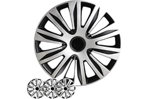 Wheel Cover Kit, 17 Inch Hubcaps Set of 4 Automotive Hub Caps with Universal Snap-On Retention Rings, 2-Tone ABS Plastic Blac
