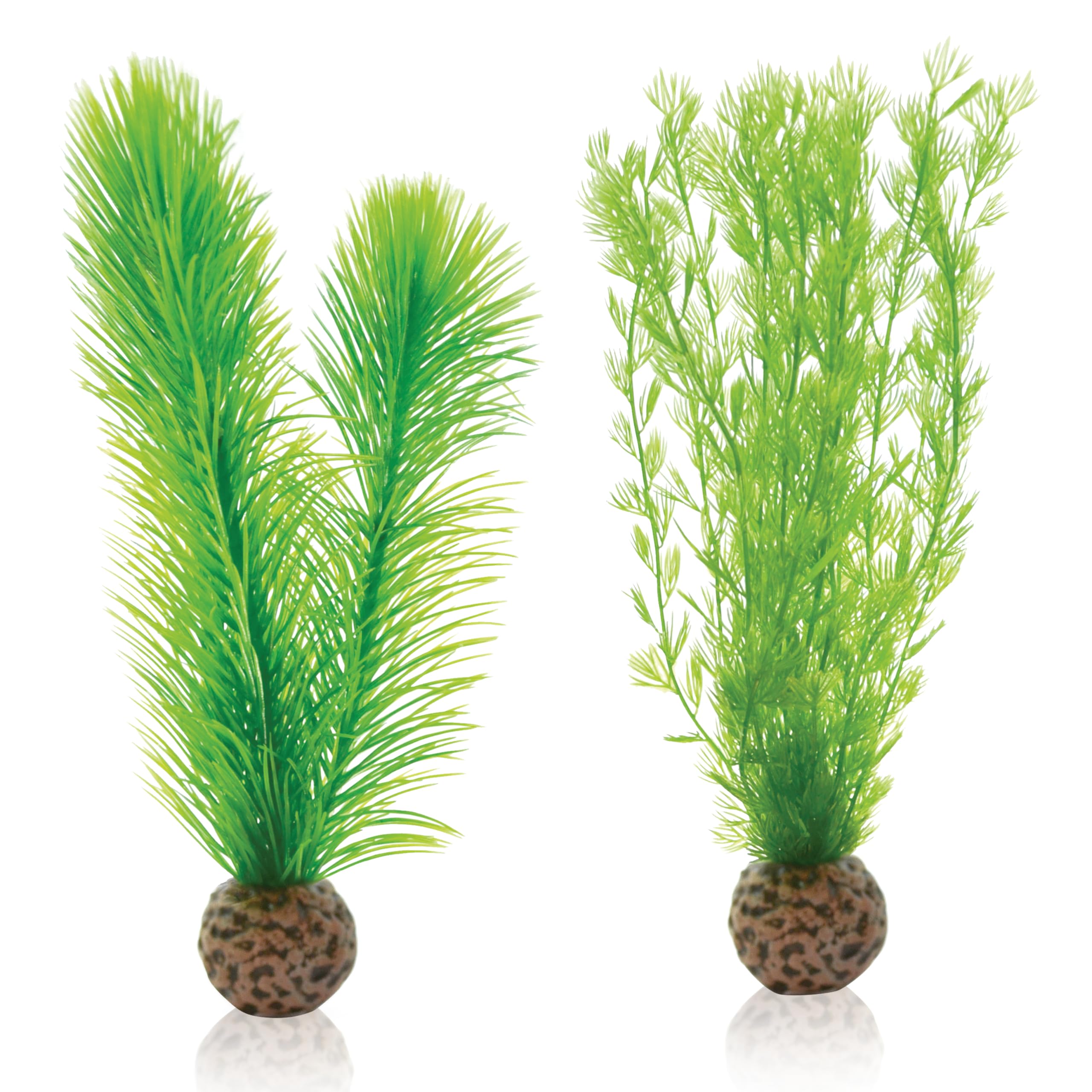 biOrb Fish Tank Decorations, Feather Fern (Green) With Weighted Balls, 2 x Aquarium Plants (Small), Artificial Fish Tank Plants To Add Colour, Natural-Looking Aquarium Decor For A Scenic Background