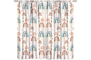 Llylumty Rainbow Curtains for Kids Cute Rainbow Room Darkening Window Curtains Decorative Cartoon Blackout Curtain for Girls Bedroom Nursery,2 Panel Set,42x45in ▪ Decor