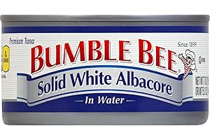 BUMBLE BEE Solid White Albacore Tuna in Water, 7 Ounce Can (Case of 24), Wild Caught, Canned Tuna Fillet, Tuna Fish in Water, High Protein, Keto Food, Keto Snack, Gluten Free, Paleo Food, Canned Food