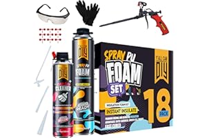 Y'ALLCANDIY Y’allCanDiy Spray Foam Insulation Kit (18 Pack) – Expanding Foam Sealant for Thermal & Acoustic Insulation – Closed-Cell, High R-Value 5.66, Covers up to 360 Board feet/sq. ft., Seals Gaps & Cracks