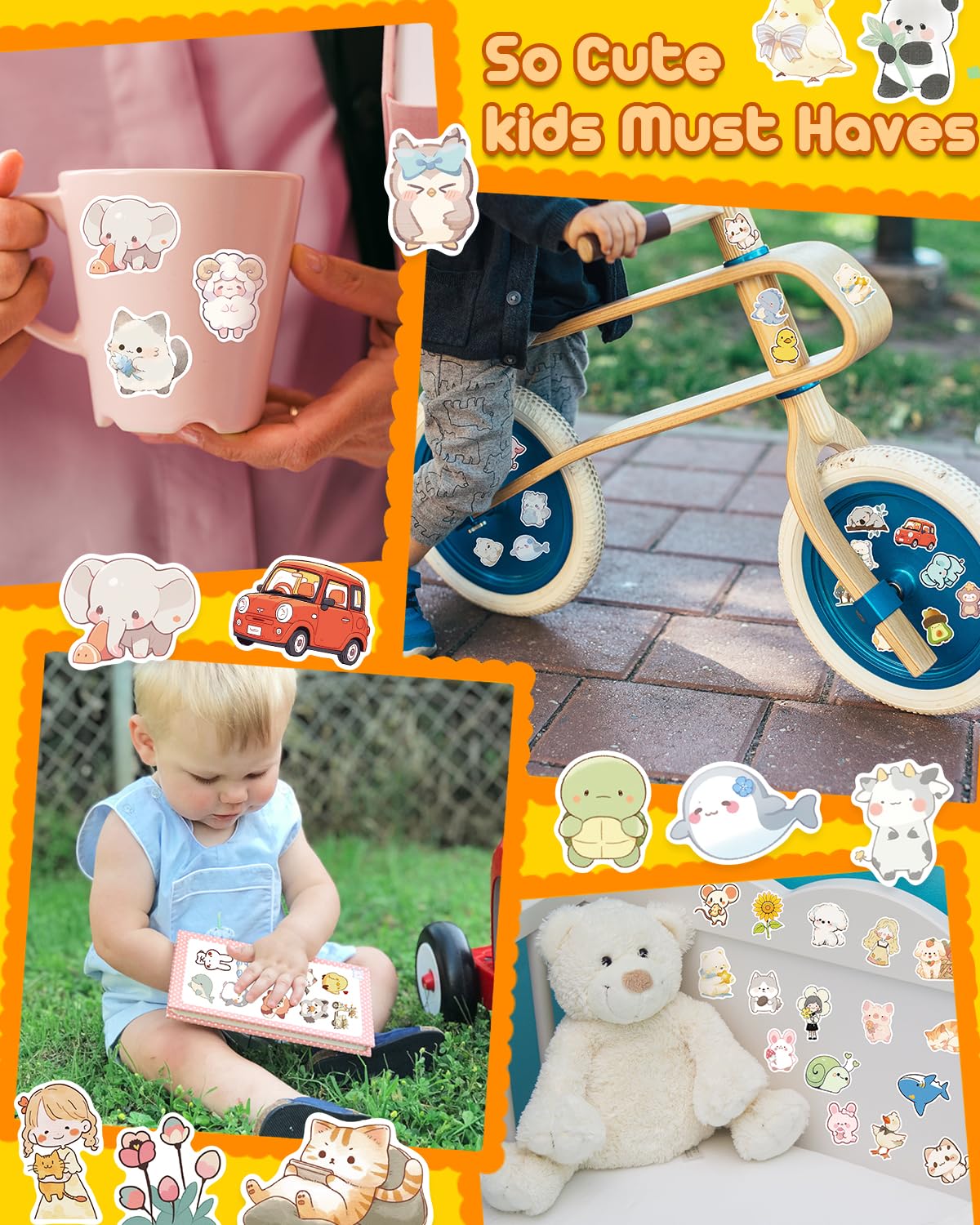AOWDIAO 100 Pcs Cute Animal Stickers for Kids Vinyl Water Bottle Stickers Cute Stuff for Kids Gifts Party Favors Classroom Must Haves
